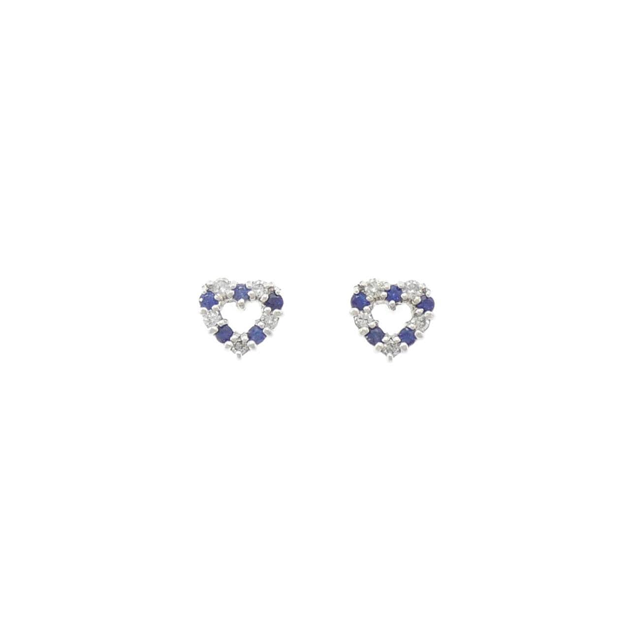 PT900 Heart Sapphire Earrings