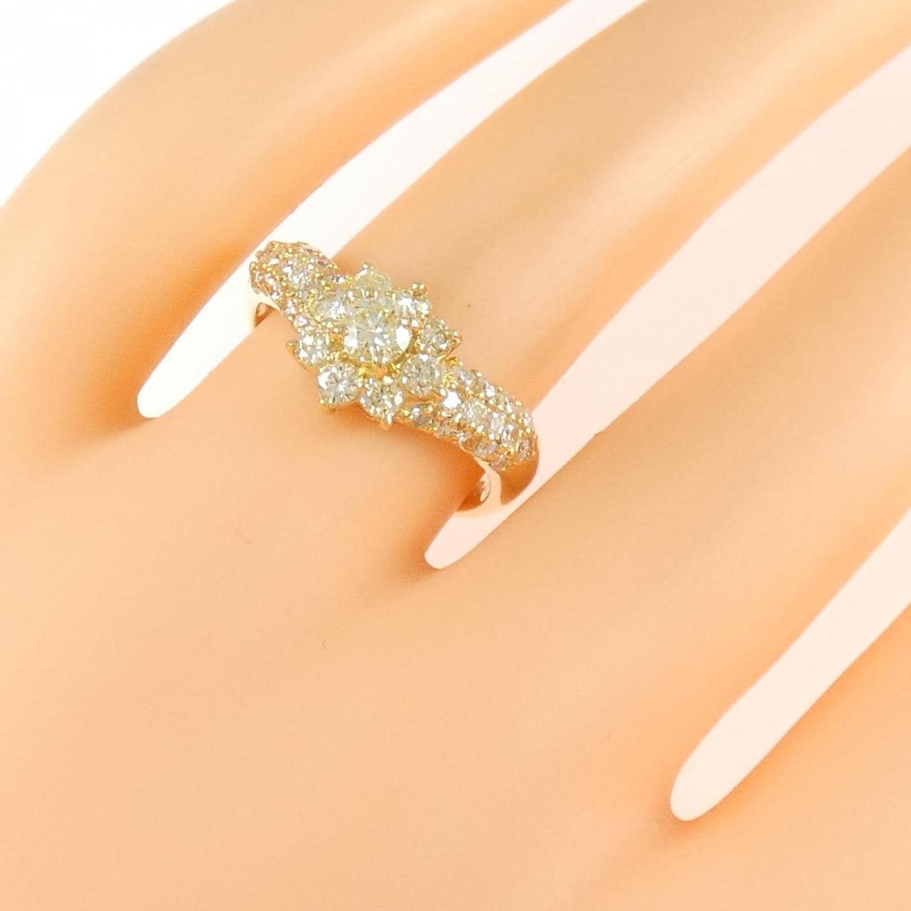 K18YG フラワー ダイヤモンド リング 1.00CT
