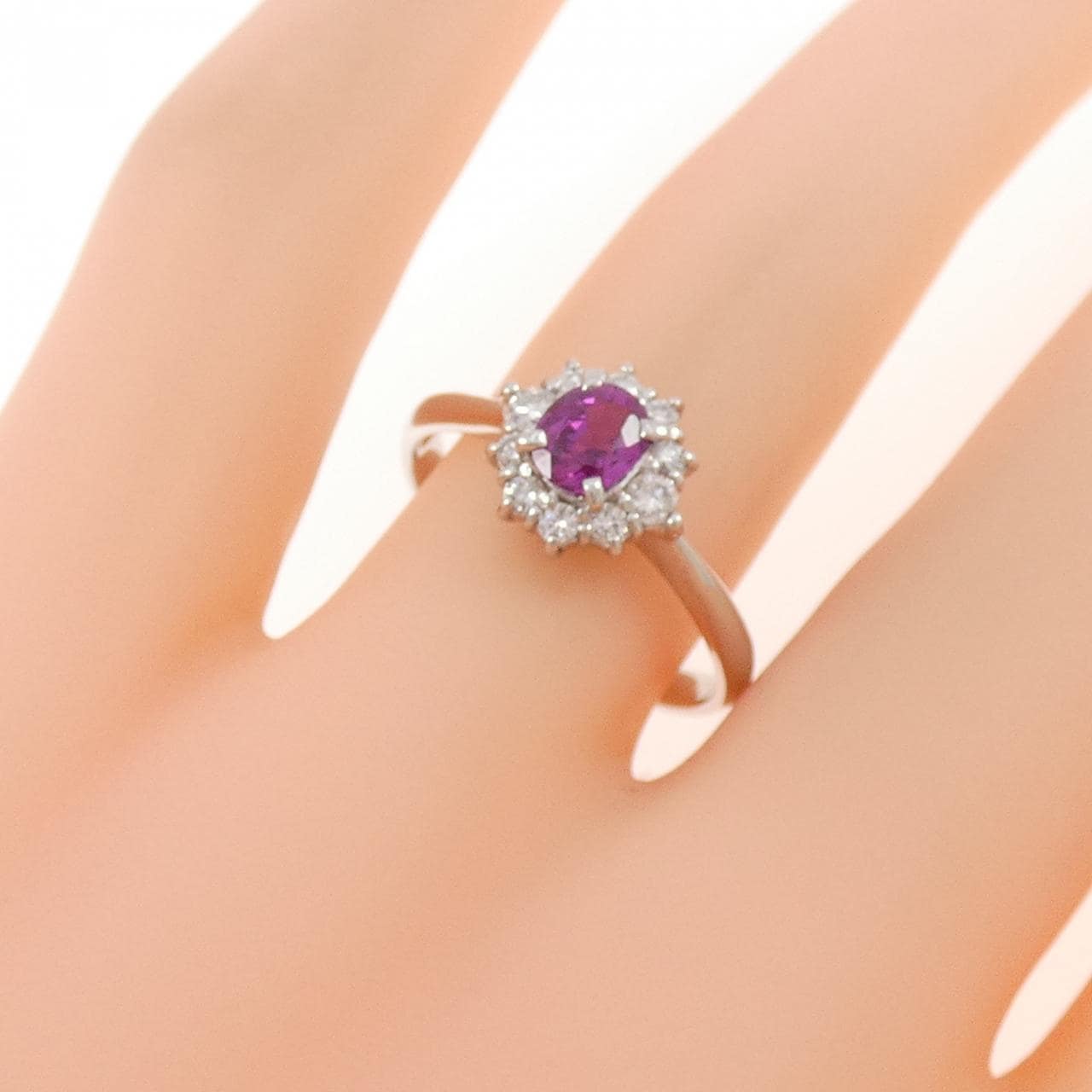 PT900 非加熱 ルビー リング 0.53CT ビルマ産