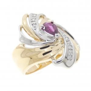 K18YG/PT900 ルビー リング 0.42CT