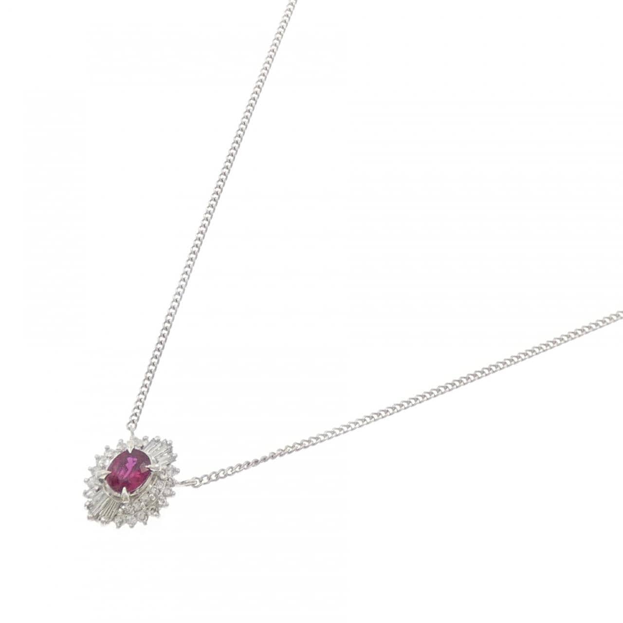 PT900/PT850 ルビー ネックレス 0.54CT
