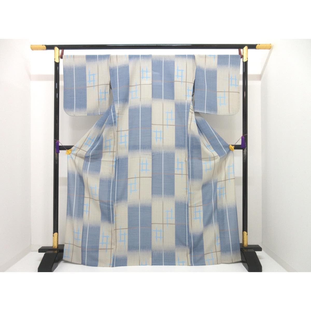 単衣　【撫松庵】紗織小紋