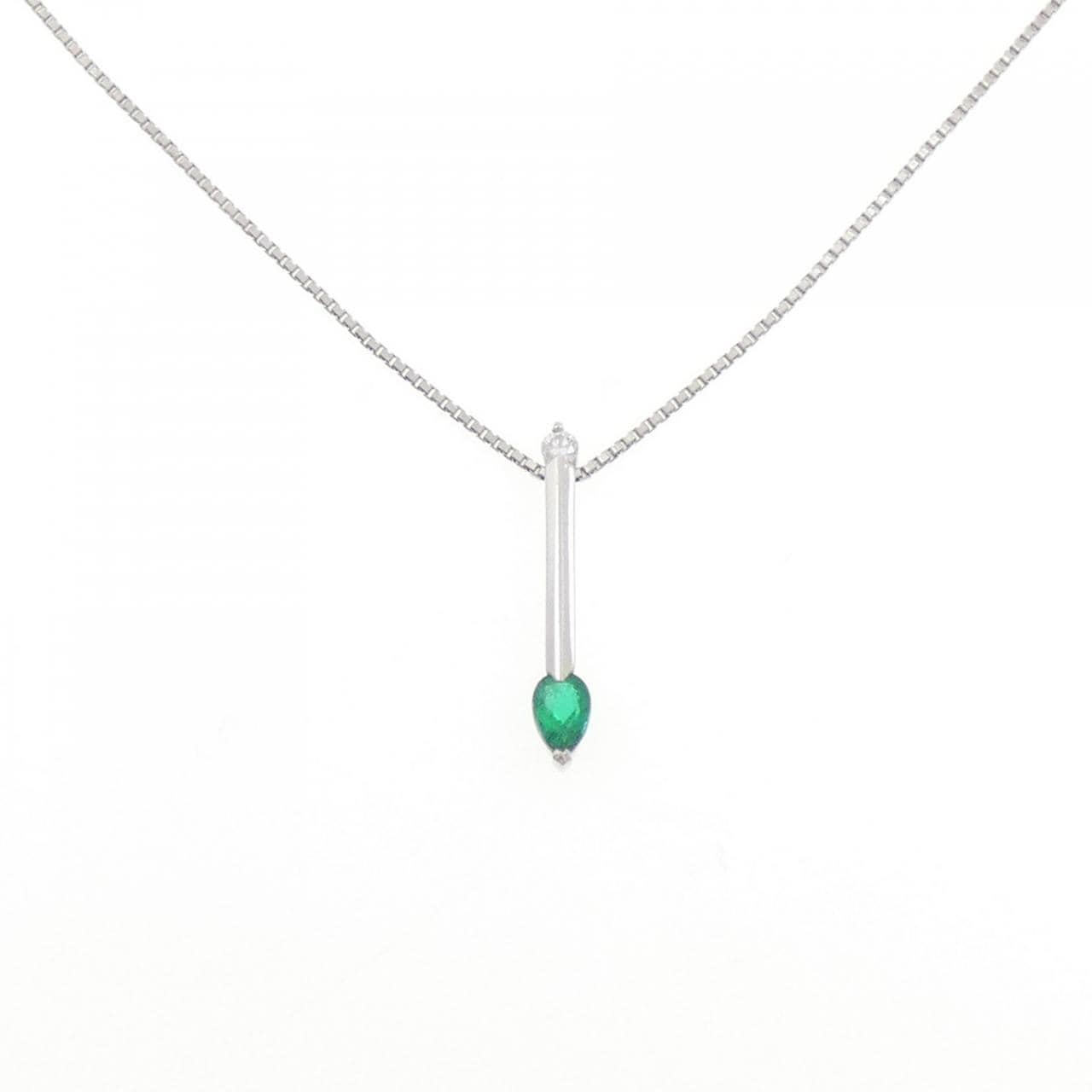 PT850 エメラルド ネックレス 0.32CT