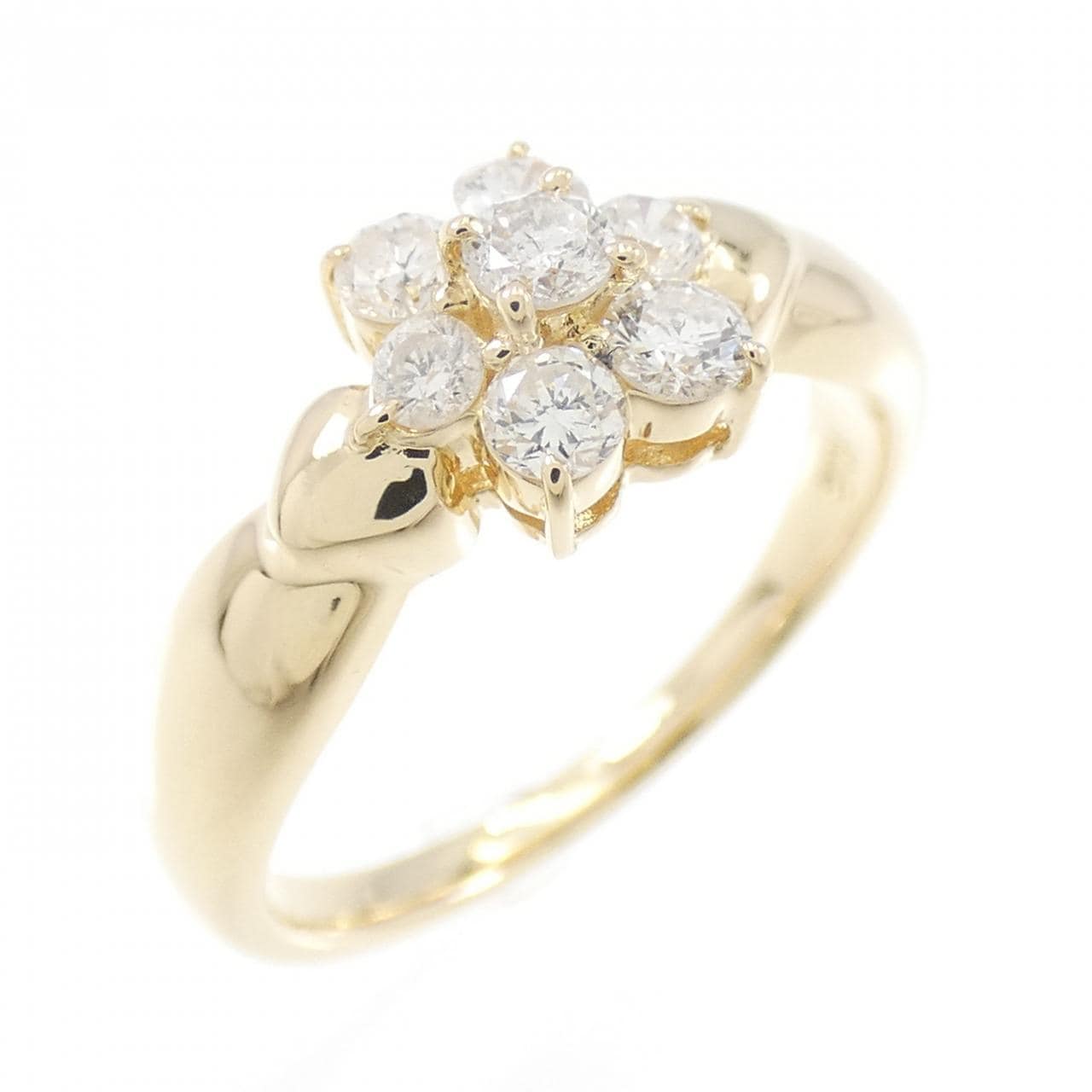 K18YG フラワー ダイヤモンド リング 0.31CT
