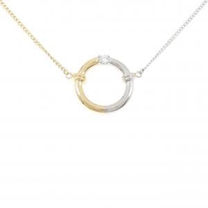 K18YG/PT900/PT850 ダイヤモンド ネックレス 0.10CT