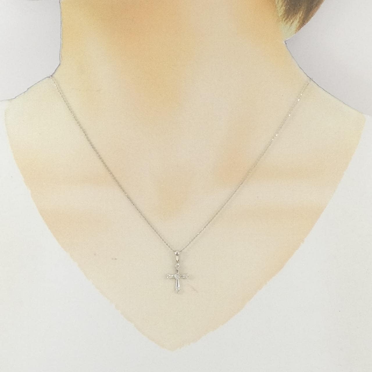 PT900/PT850 クロス ダイヤモンド ネックレス 0.13CT