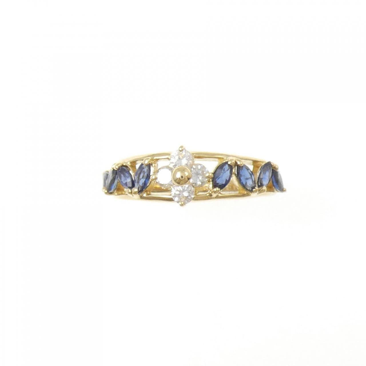 K18YG フラワー サファイヤ リング 1.86CT