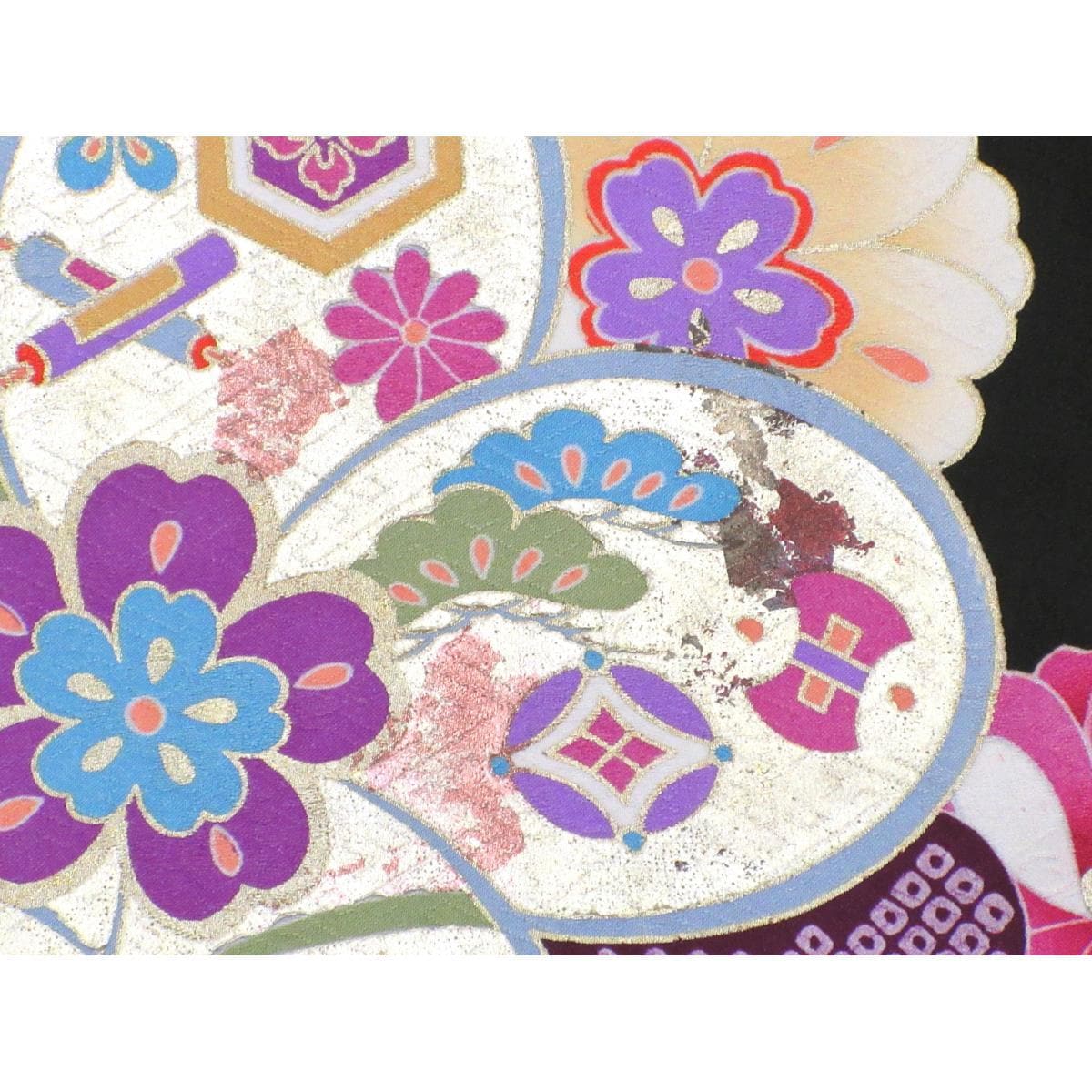 振袖　友禅金彩加工　刺繍入りボカシ染