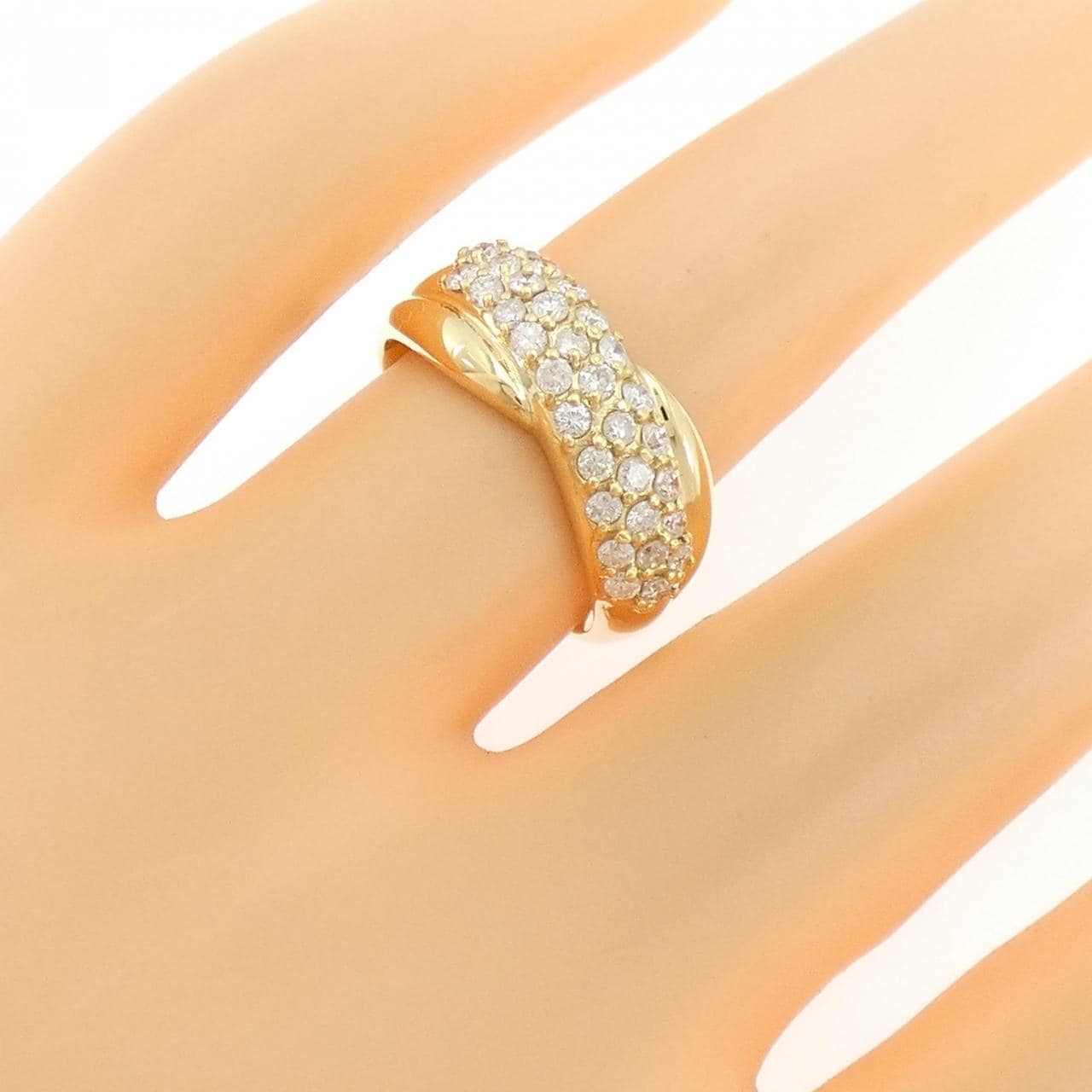 K18YG パヴェ ダイヤモンド リング 0.33CT
