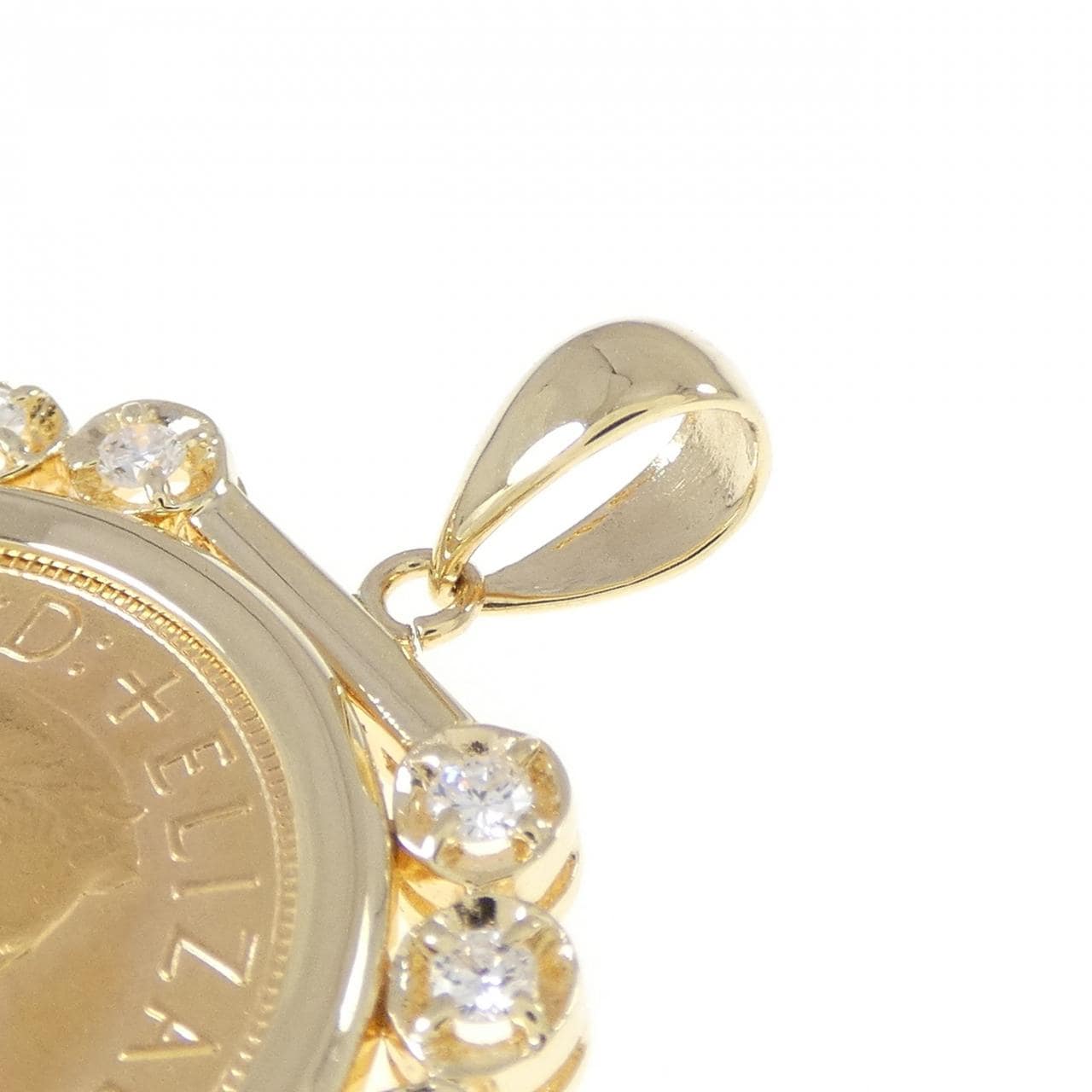 K18YG(枠) ダイヤモンド コイン 0.37CT ペンダント