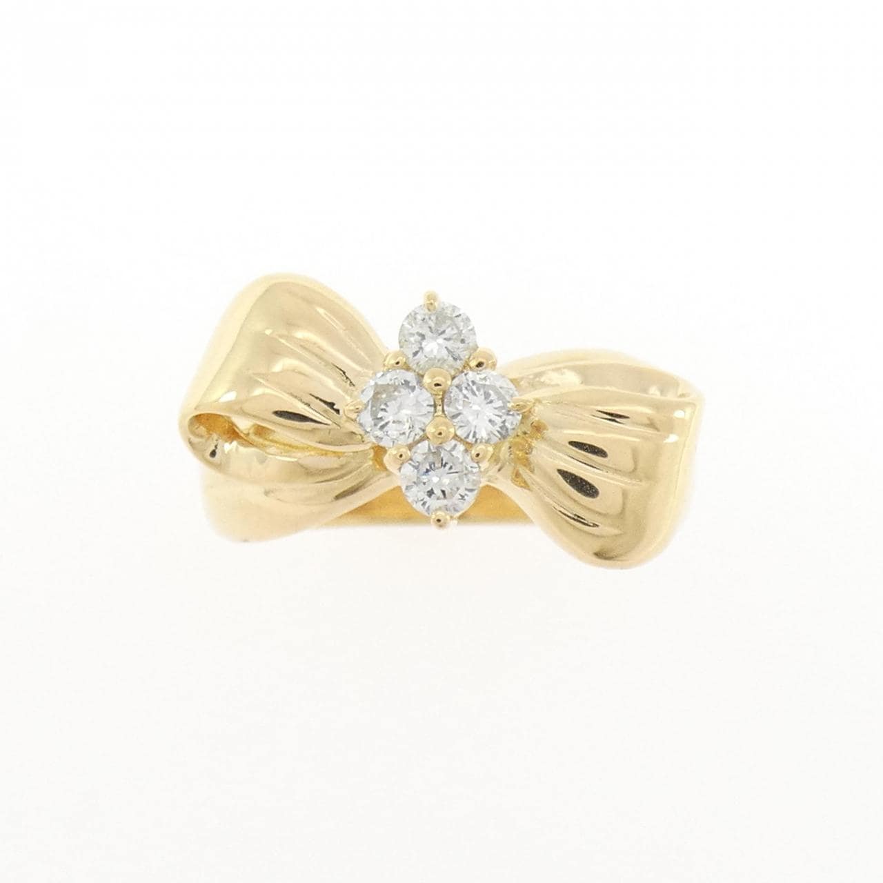 K18YG リボン ダイヤモンド リング 0.30CT
