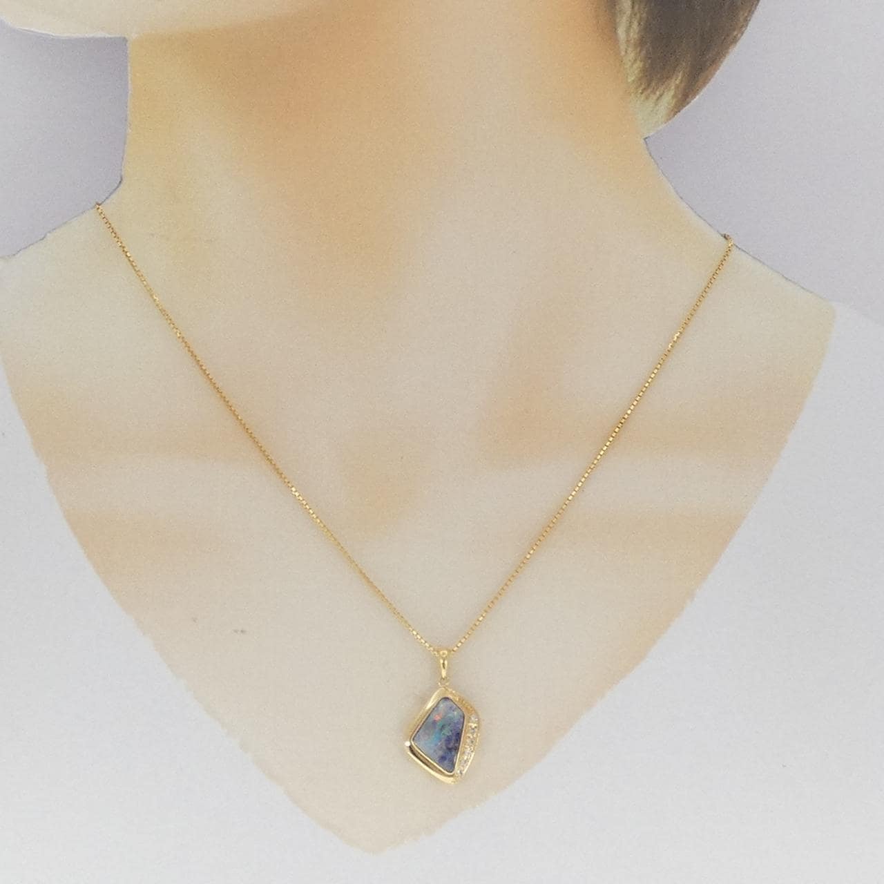 K18YG ボルダーオパール ネックレス 2.78CT
