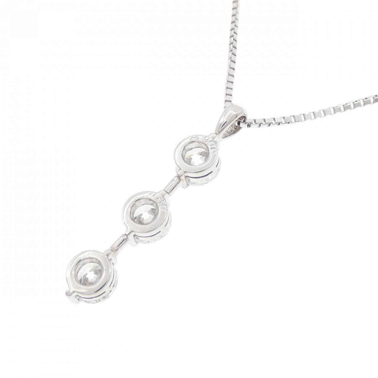 PT900/PT850 スリーストーン ダイヤモンド ネックレス 0.80CT