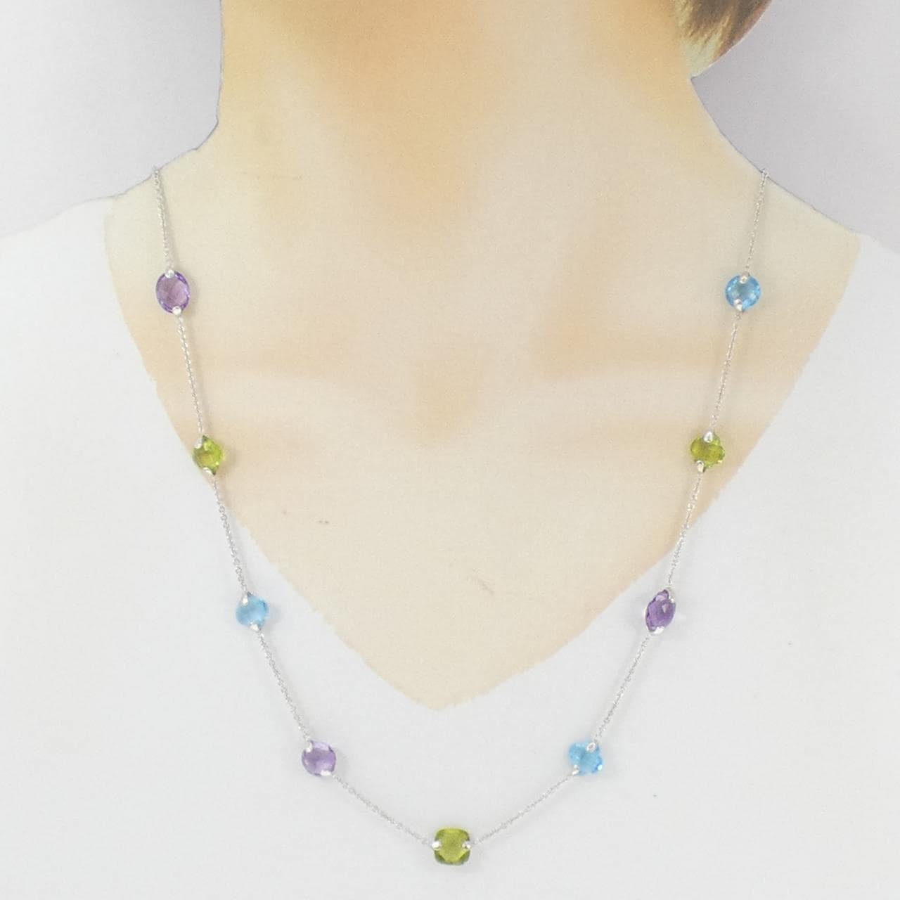 K18WG カラーストーン ネックレス