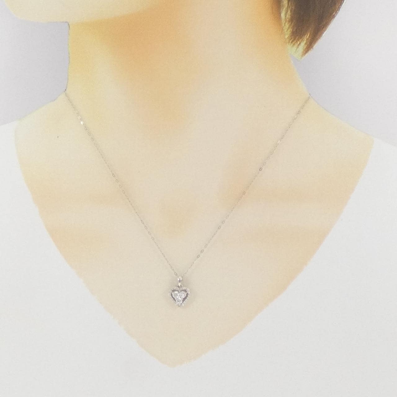 K18WG ハート ダイヤモンド ネックレス 0.40CT