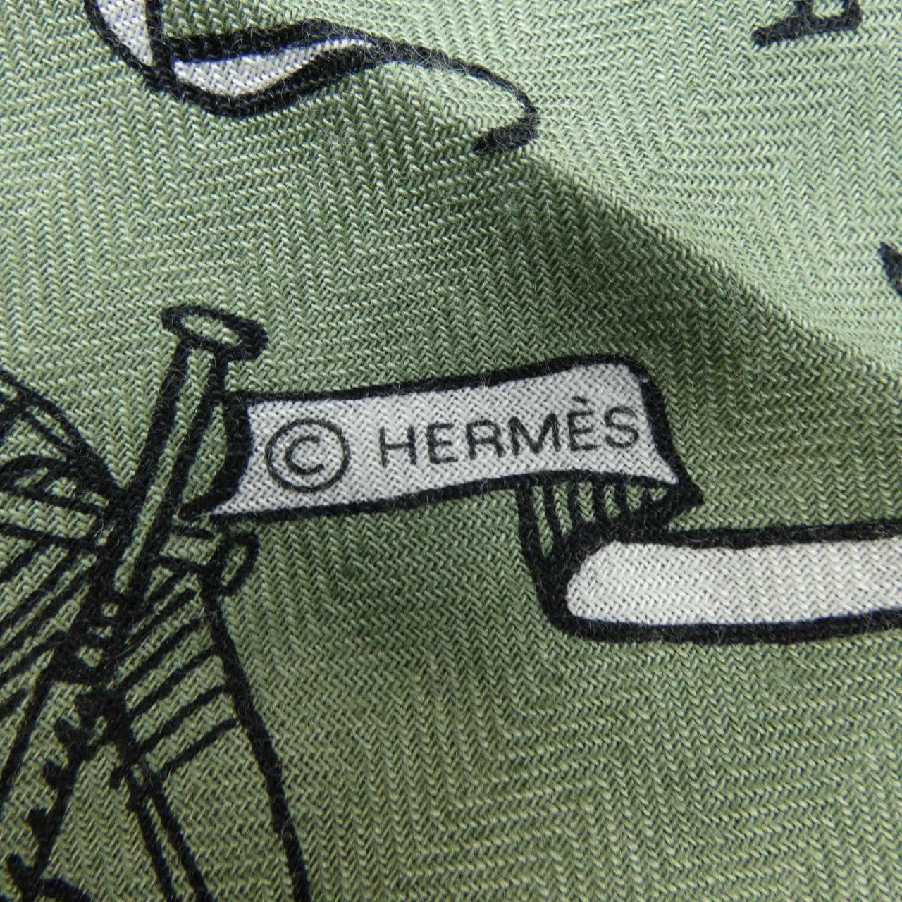 エルメス HERMES TATOUAGES MARINS BANDANA H243374S カレジェアン140 ショール