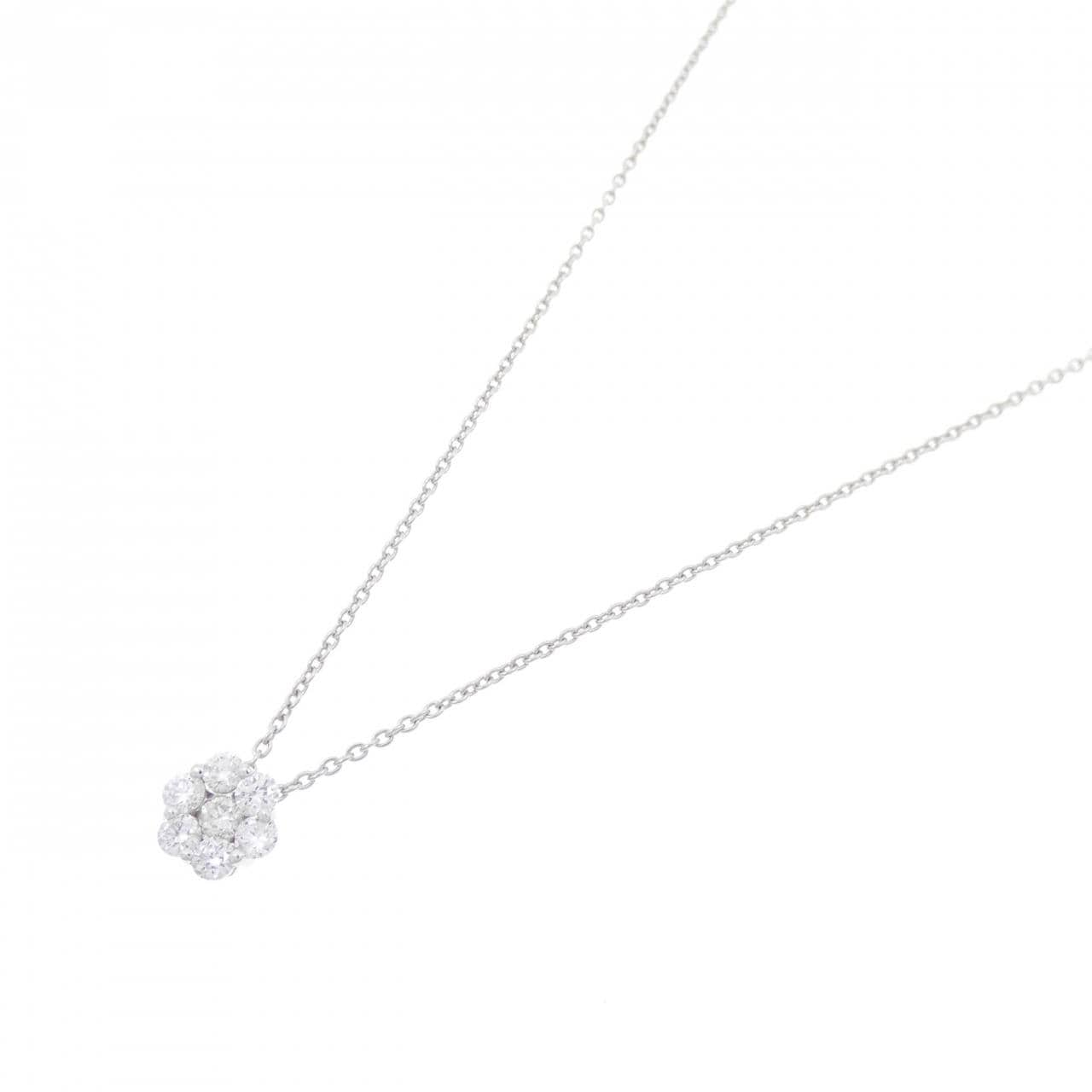 K18WG flower Diamond necklace 0.20CT