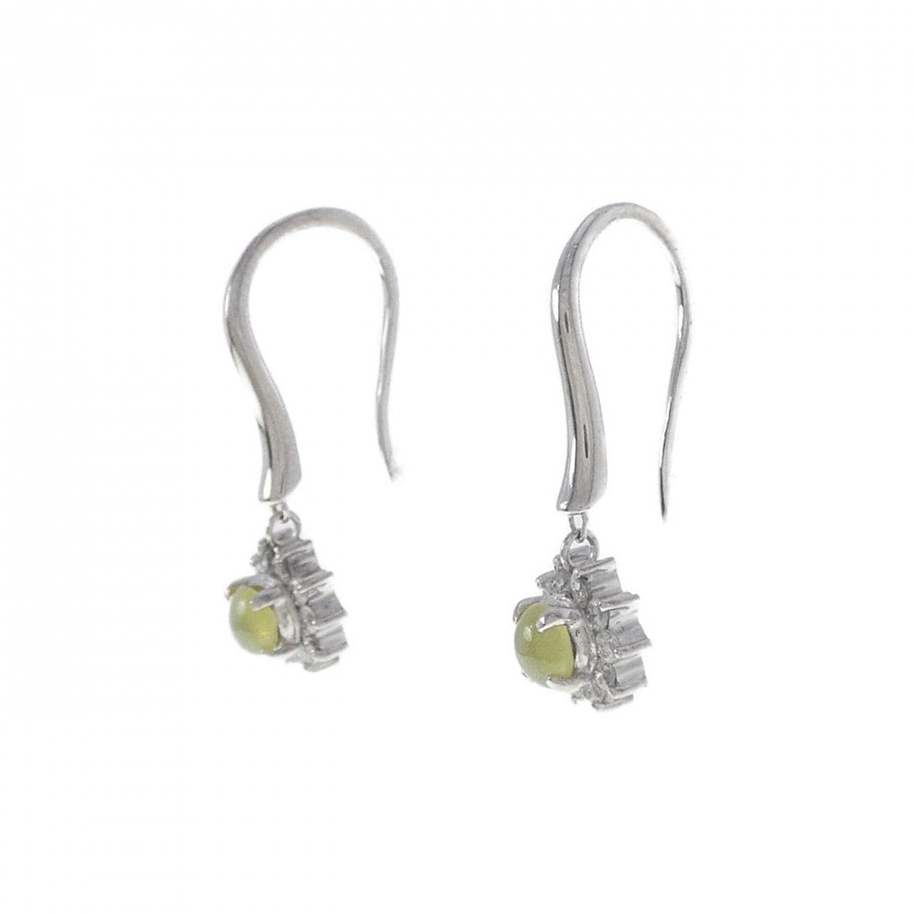 K18WG クリソベリルキャッツ ピアス 0.516CT