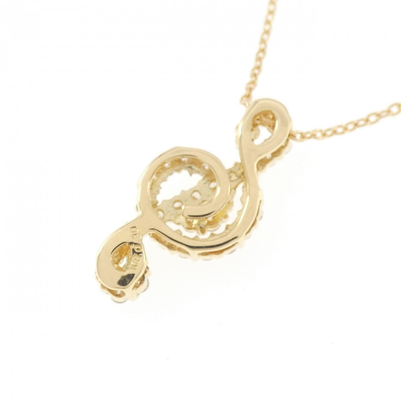 K18YG ト音記号 ダイヤモンド ネックレス 0.30CT