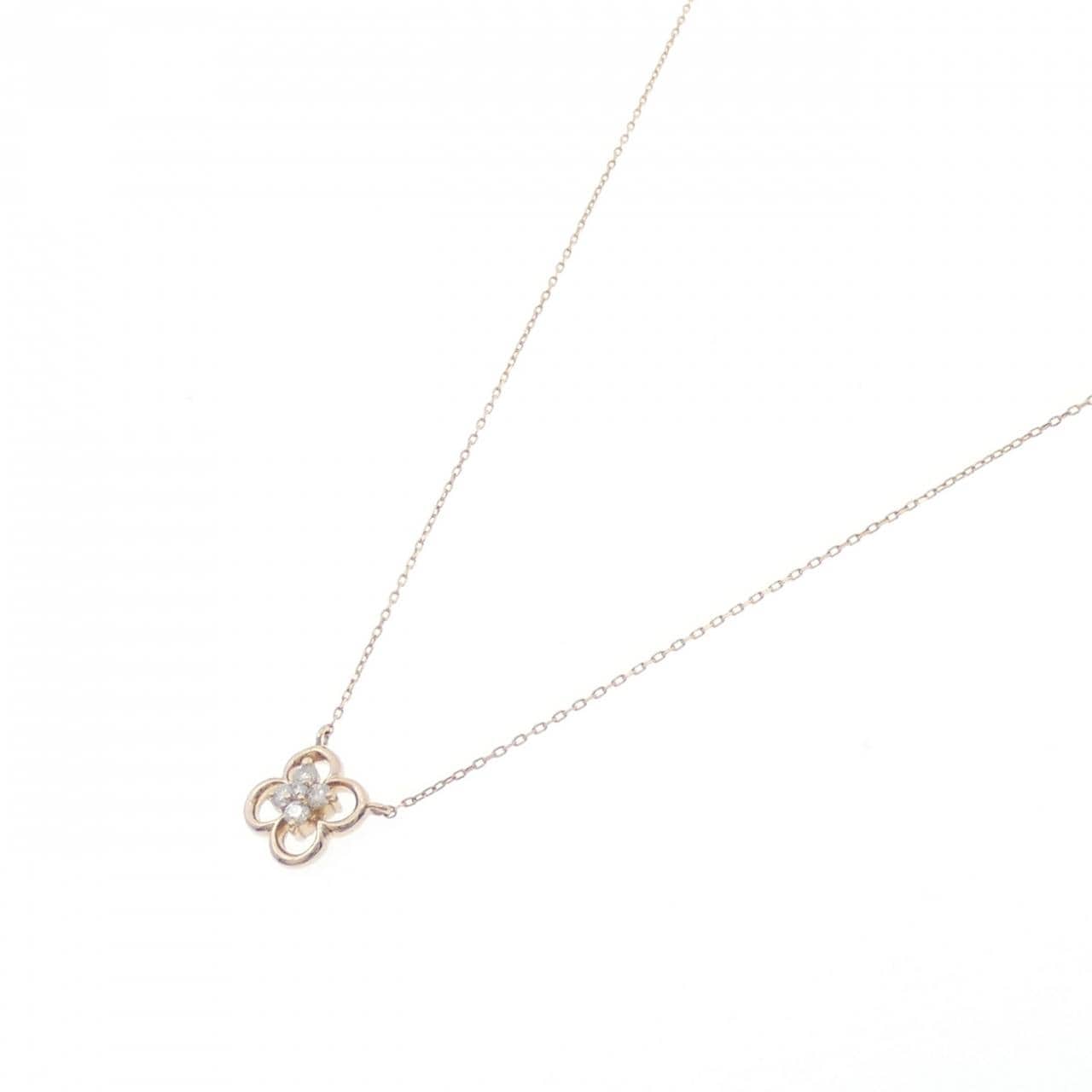 K18PG/K18YG フラワー ダイヤモンド ネックレス 0.10CT