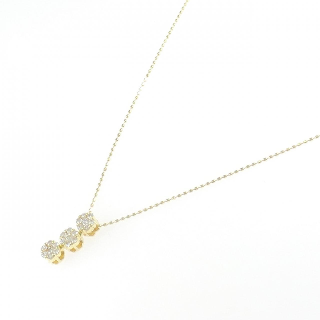K18YG フラワー ダイヤモンド ネックレス 0.32CT