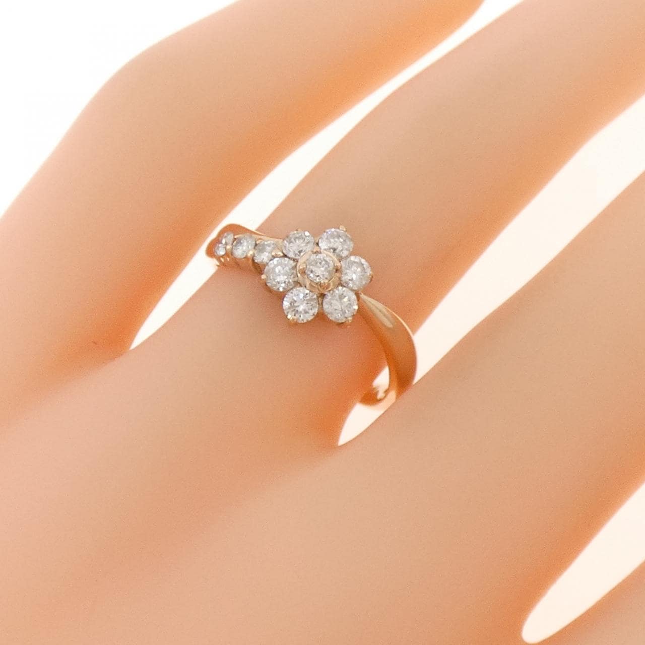 K18PG フラワー ダイヤモンド リング 0.50CT