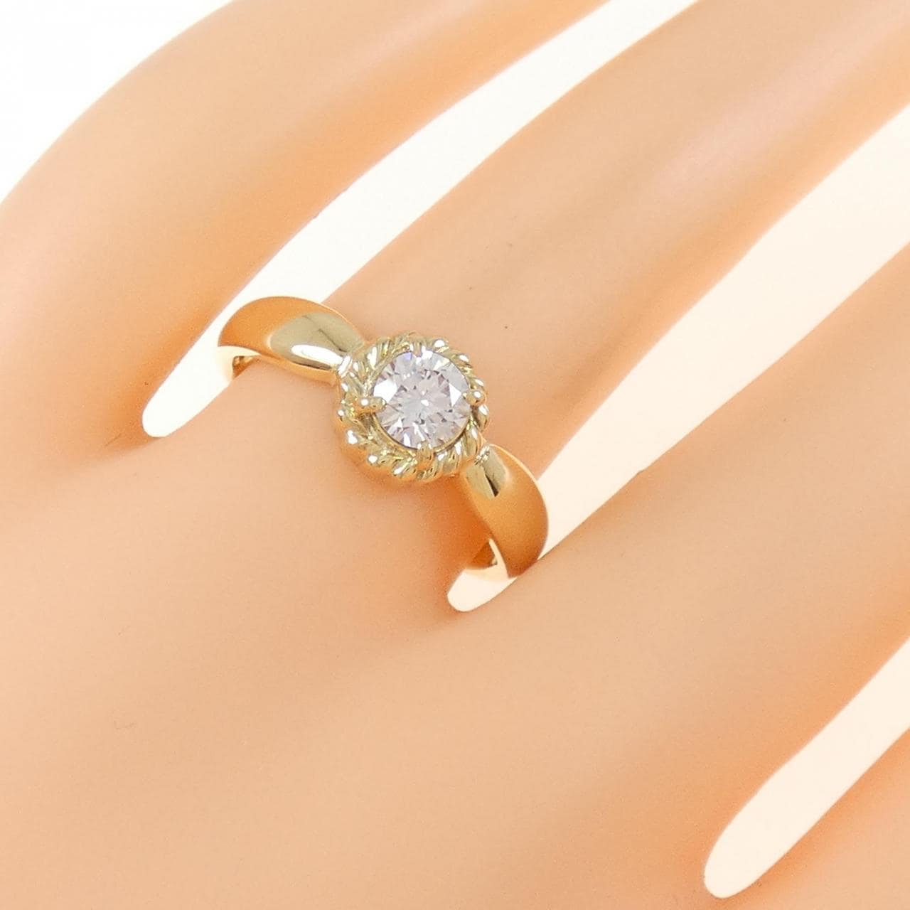 K18YG ソリティア ダイヤモンド リング 0.411CT