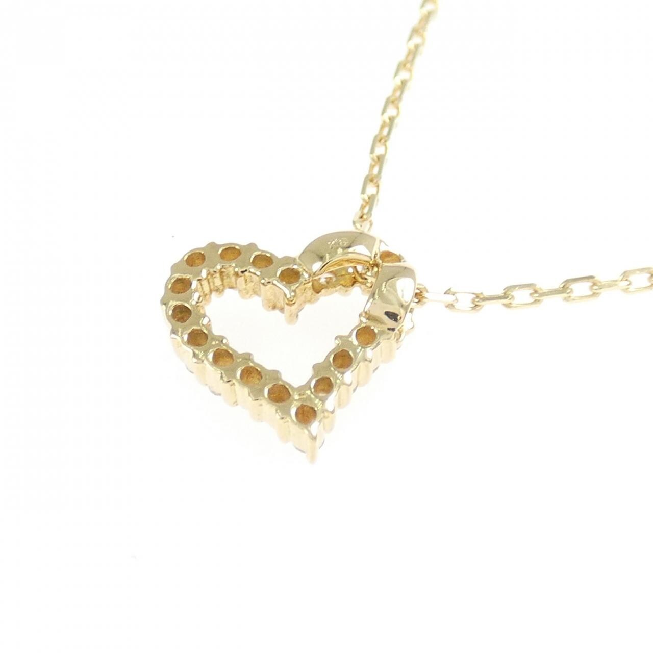 K18YG 心形鑽石項鍊