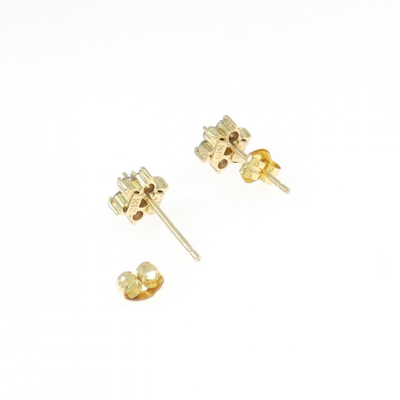 K18YG フラワー ダイヤモンド ピアス 0.30CT