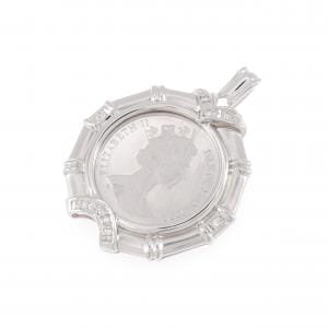 PT900(枠) ダイヤモンド コイン ペンダント 0.09CT