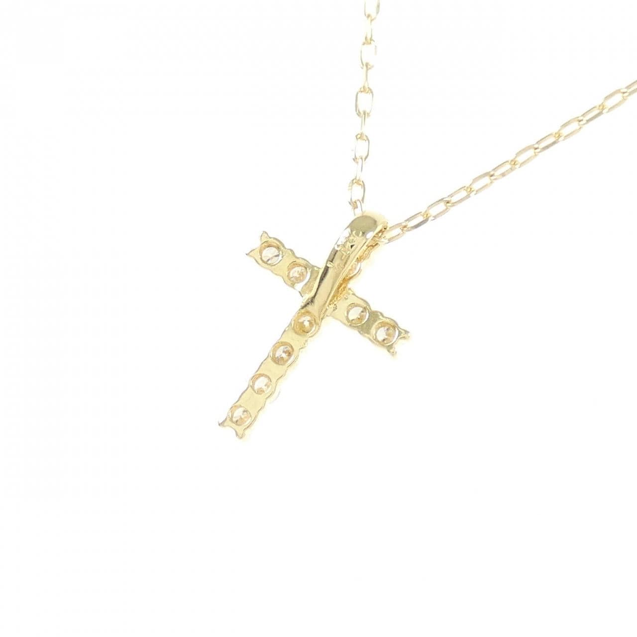 K18YG クロス ダイヤモンド ネックレス 0.17CT