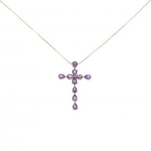 K18YG クロス アメジスト ネックレス 1.50CT