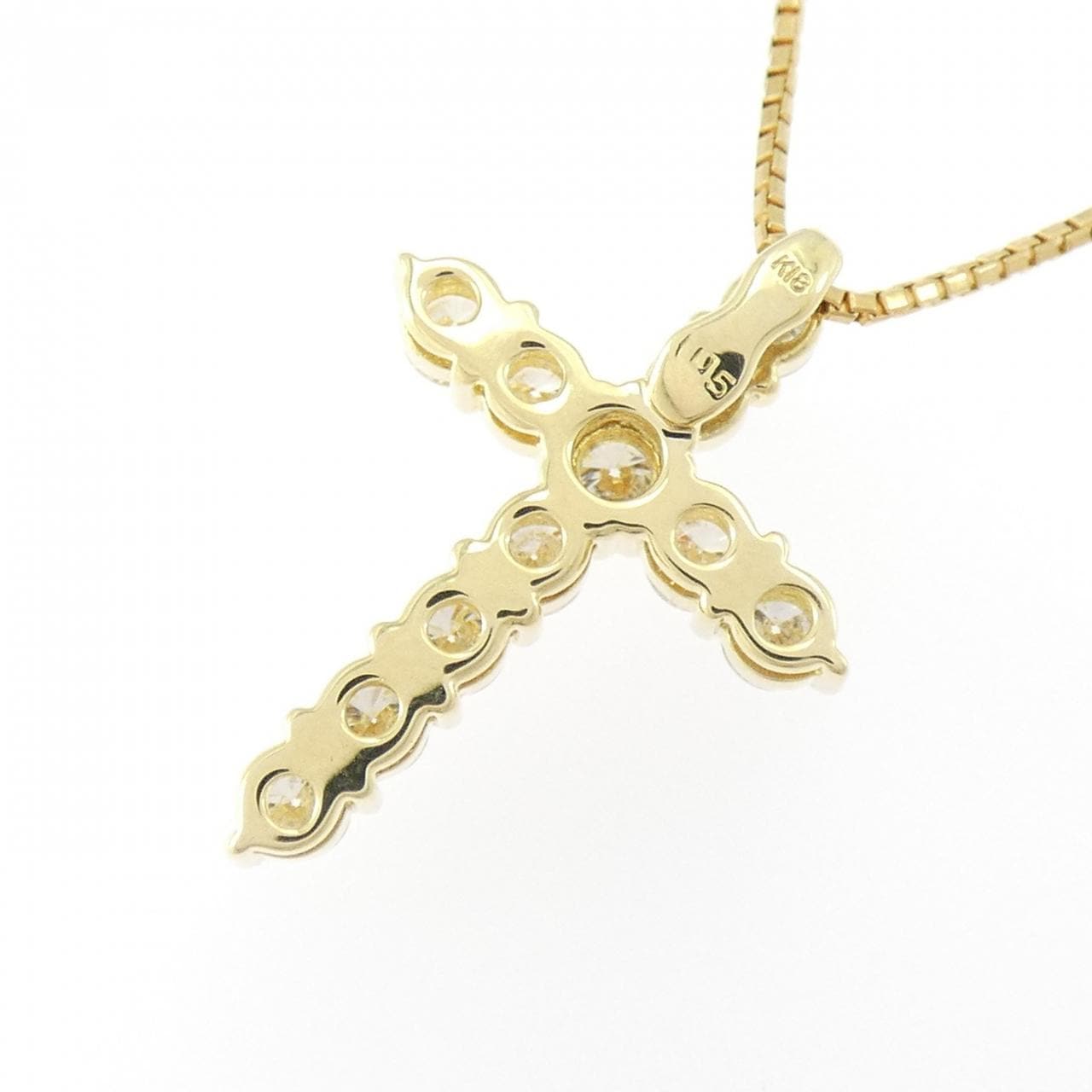 K18YG クロス ダイヤモンド ネックレス 1.05CT