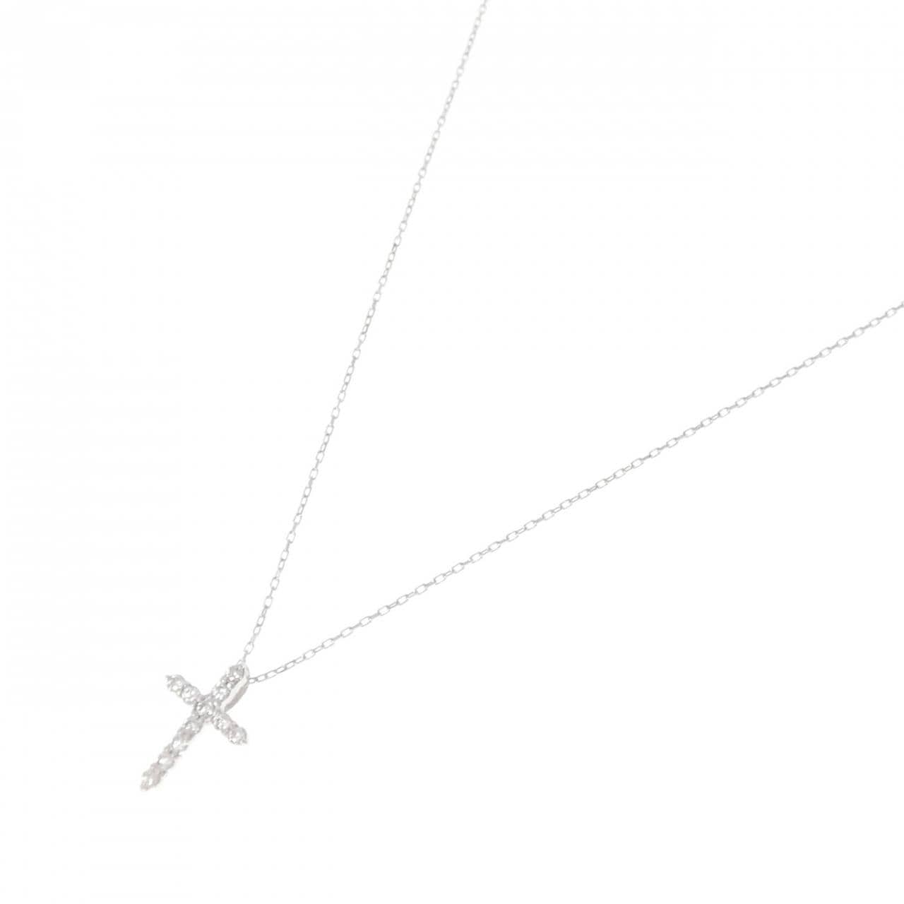 K18WG クロス ダイヤモンド ネックレス 0.20CT