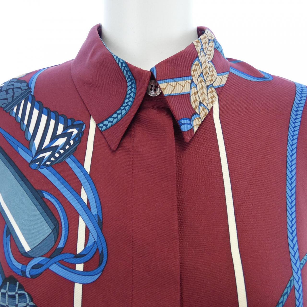 エルメス HERMES *77-7605. ツイルレーヌ シャツ