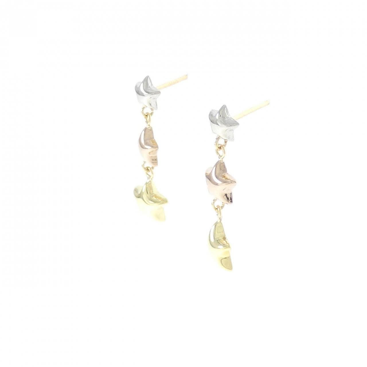 K18 three-color star earrings