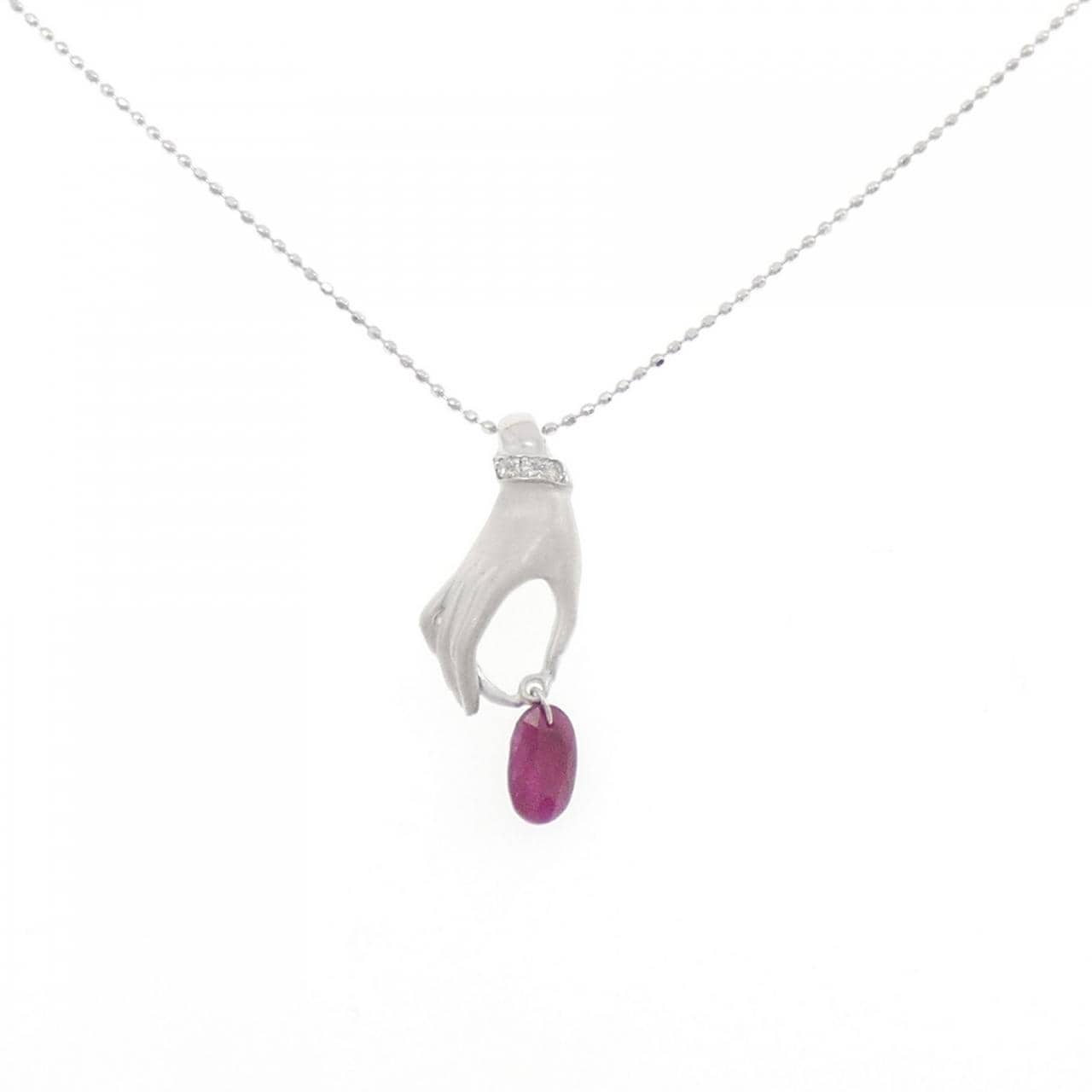 K18WG ルビー ネックレス 0.90CT