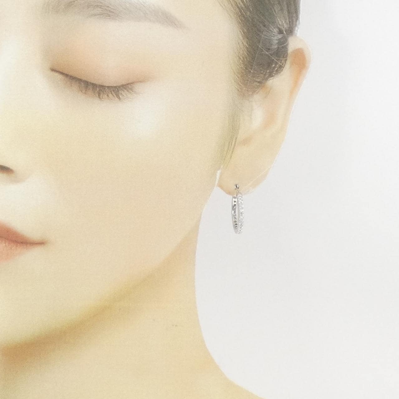 PT900 フープ ダイヤモンド ピアス 0.50CT