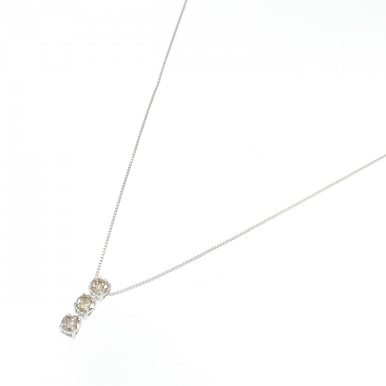 K18WG three stone Diamond necklace 0.5CT