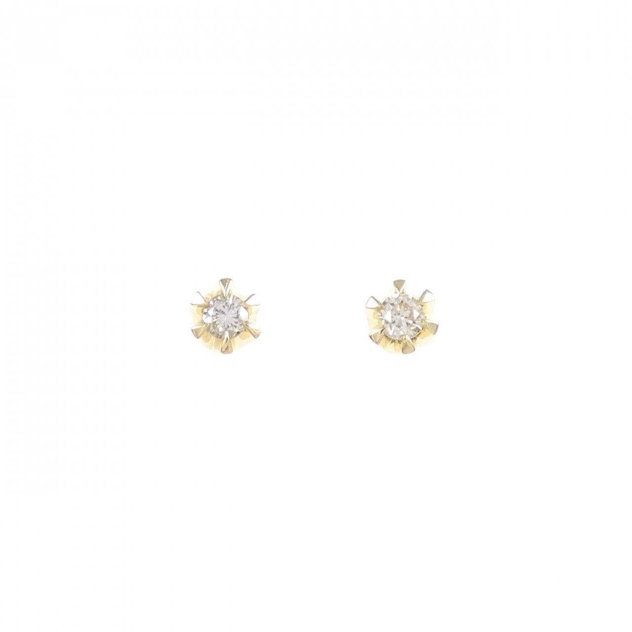 K18YG ソリティア ダイヤモンド ピアス 0.10CT