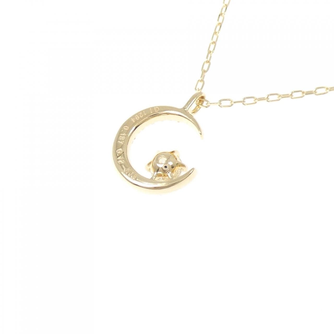 K18YG ムーン ダイヤモンド ネックレス 0.187CT