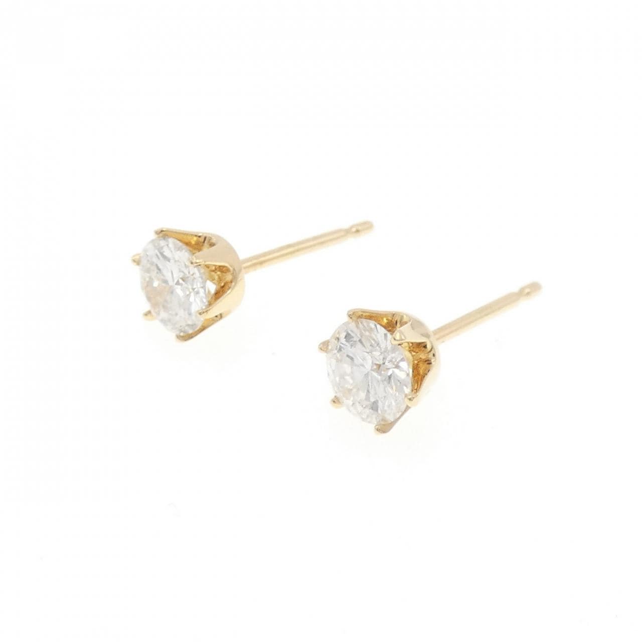 K18YG ソリティア ダイヤモンド ピアス 1.082CT
