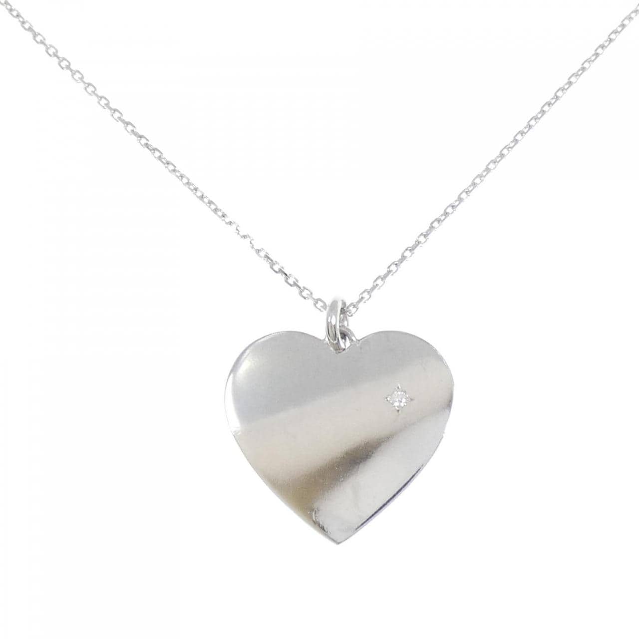 K18WG heart Diamond necklace 0.01CT