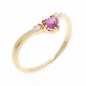 K18YG ハート ルビー リング