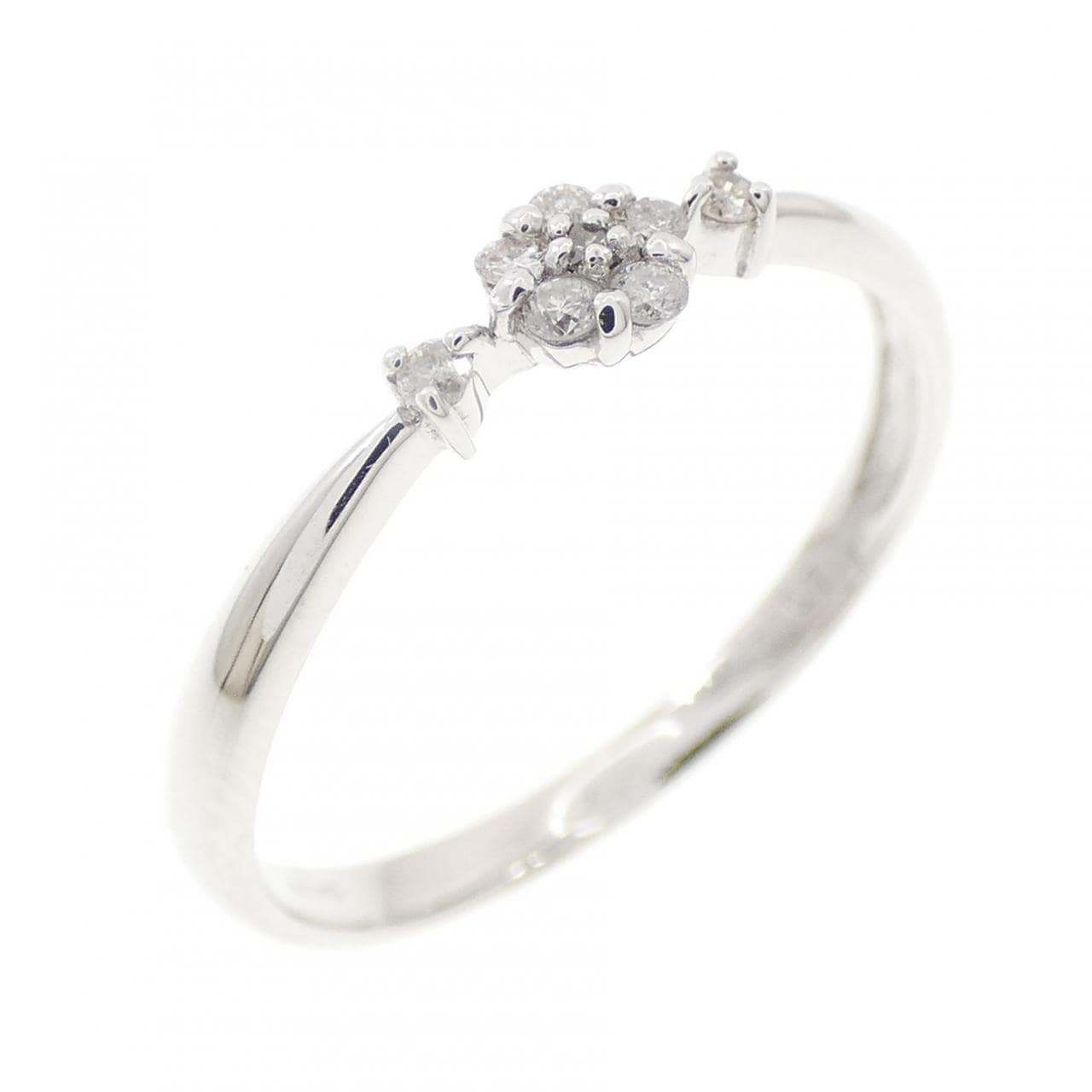 K10WG フラワー ダイヤモンド リング 0.07CT