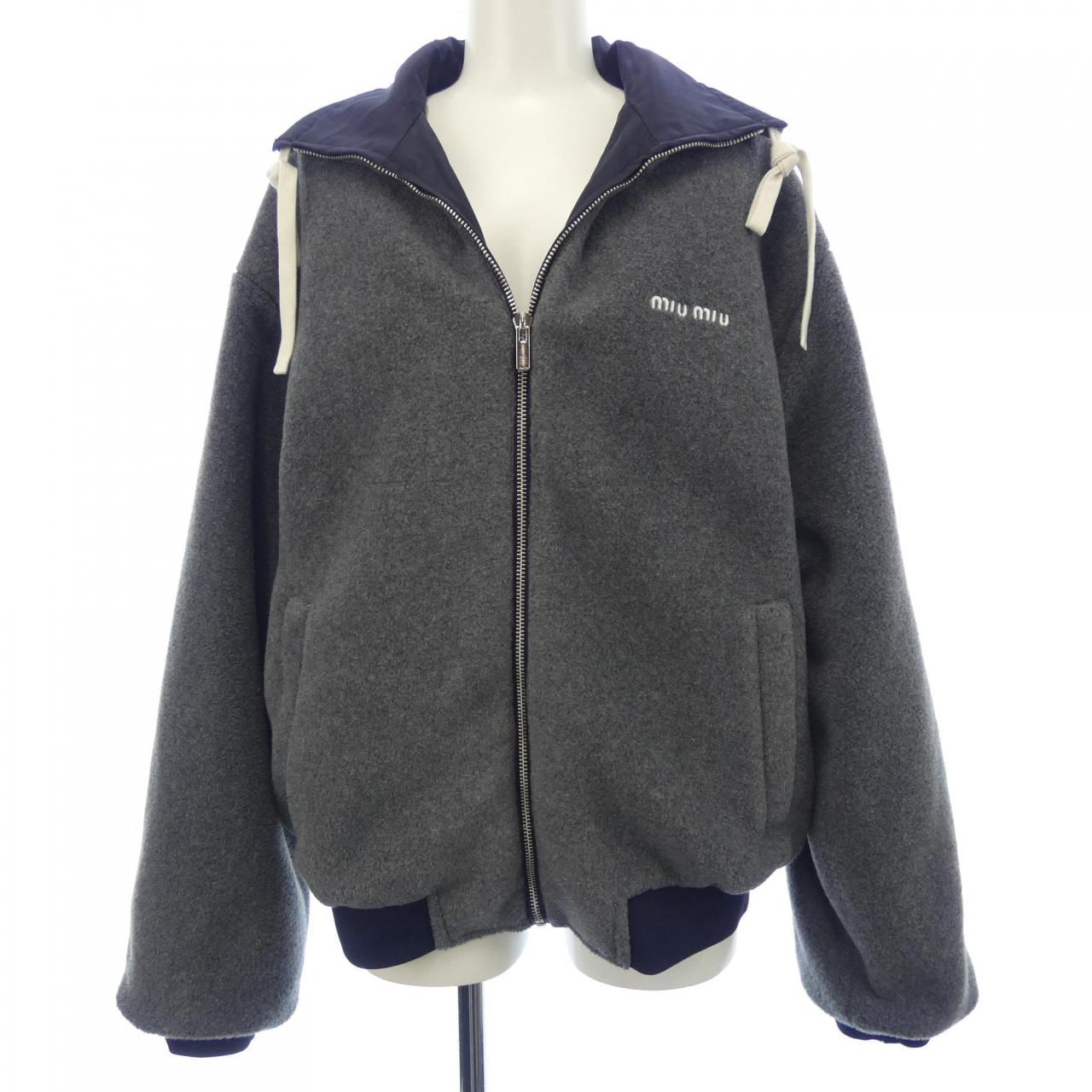 ミュウミュウ MIU MIU TECHNICAL GAZAR AND FLEECE BOMBER JACKET ML1390 SOOO 18SW ブルゾン