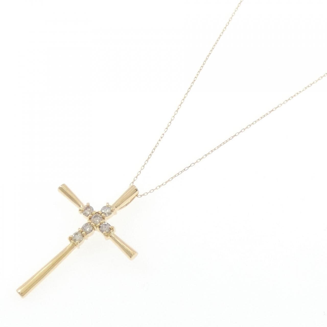 K18YG クロス ダイヤモンド ネックレス 0.3CT