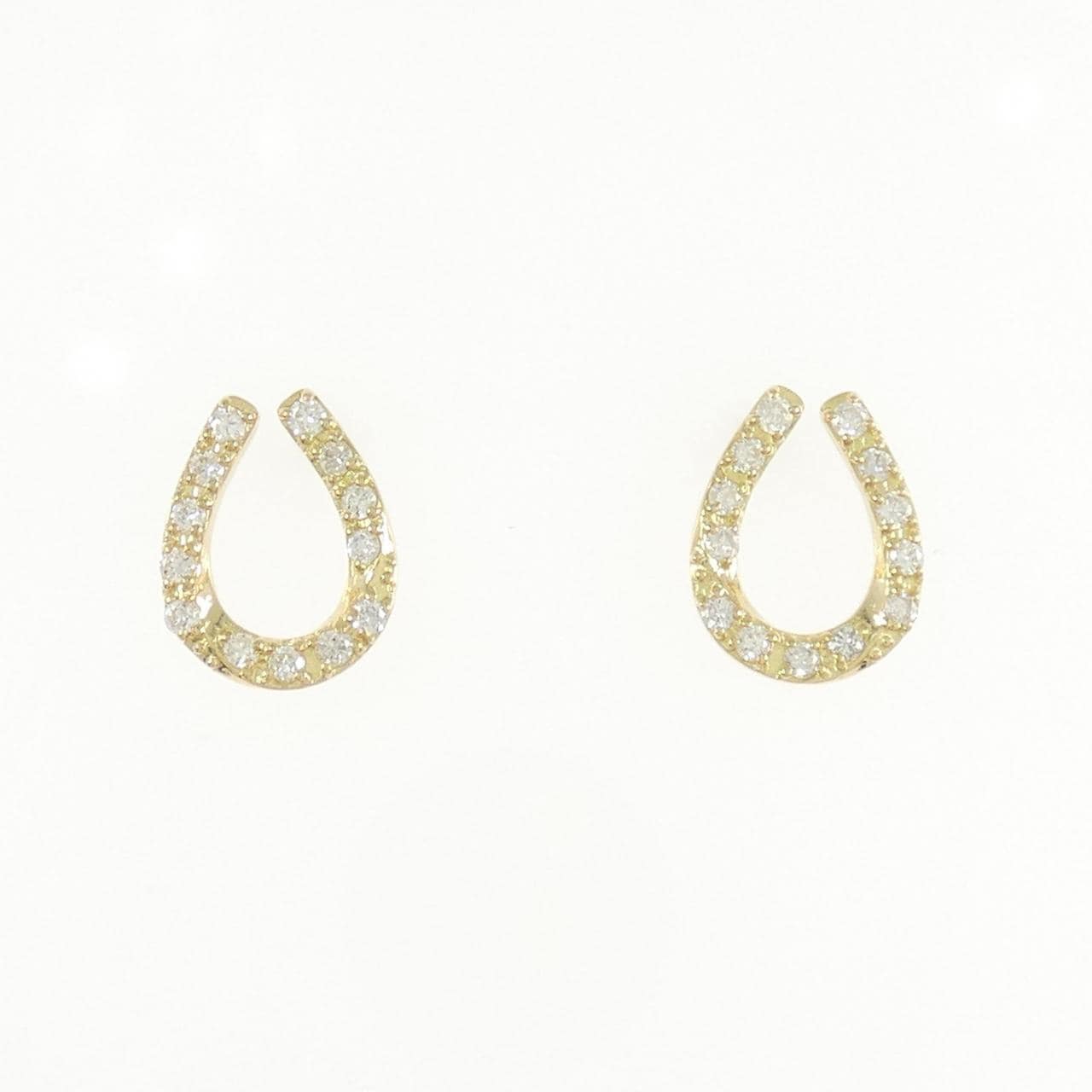 【リメイク】K18YG ホースシュー ダイヤモンド ピアス 0.20CT