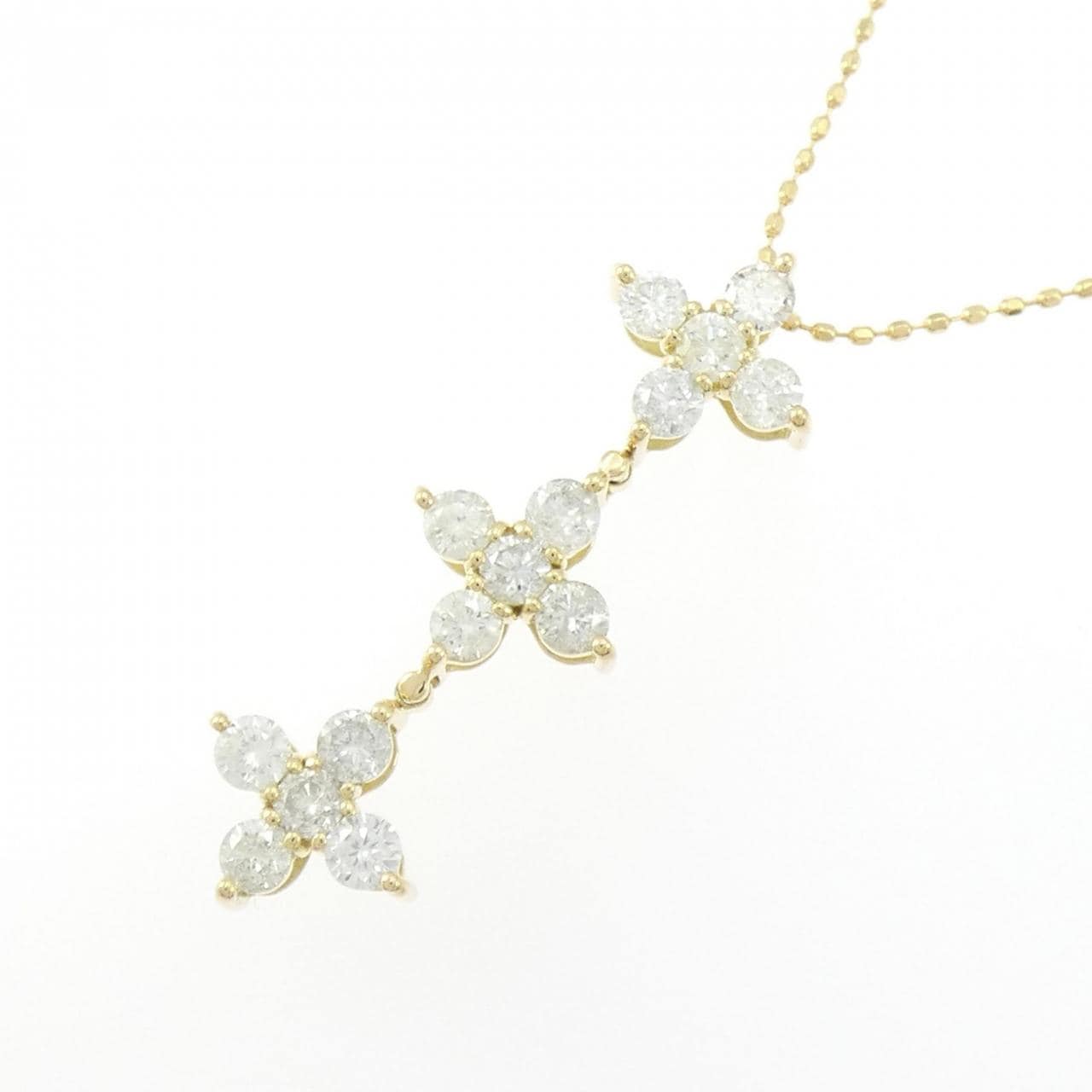 K18YG フラワー ダイヤモンド ネックレス 1.00CT