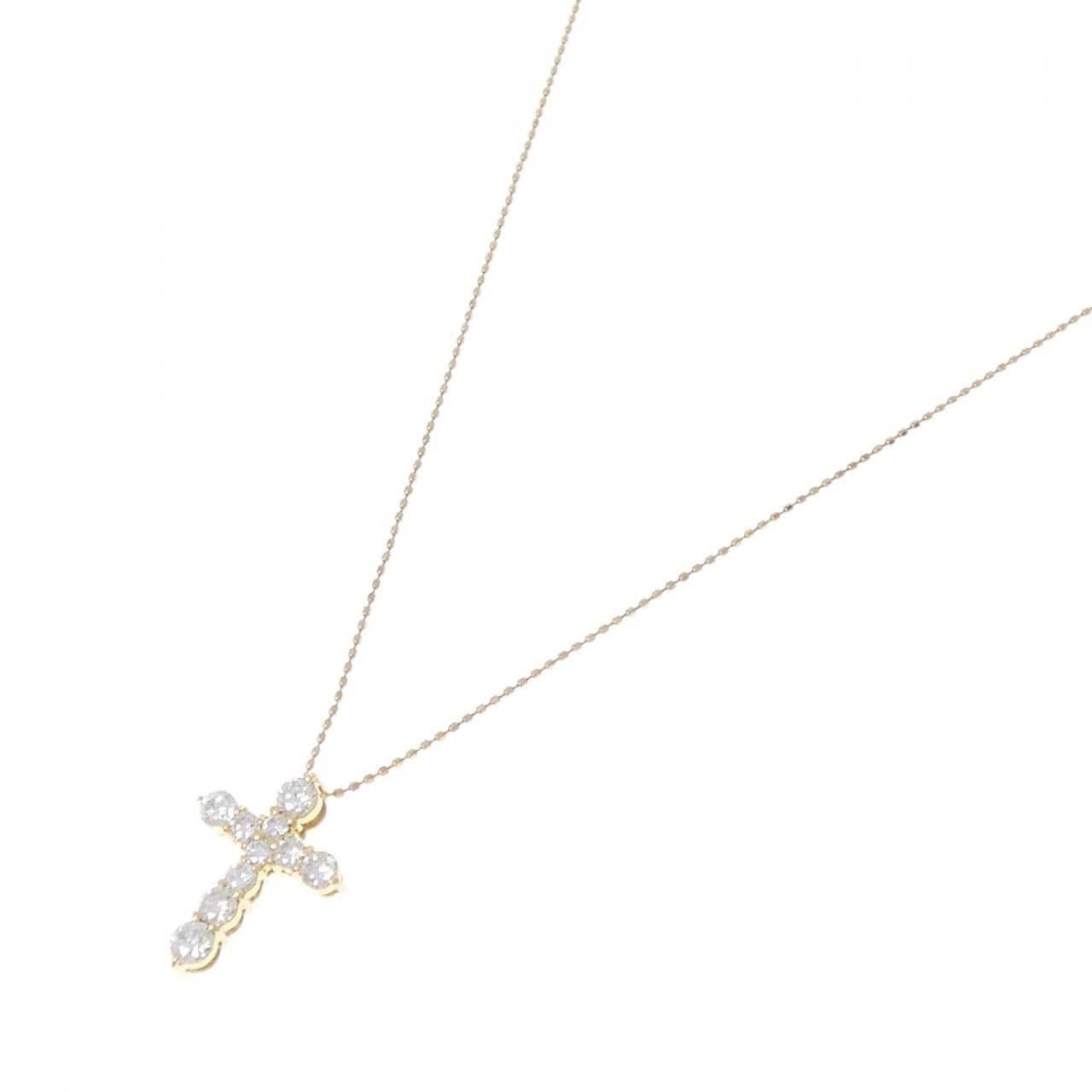 K18YG クロス ダイヤモンド ネックレス 1.00CT